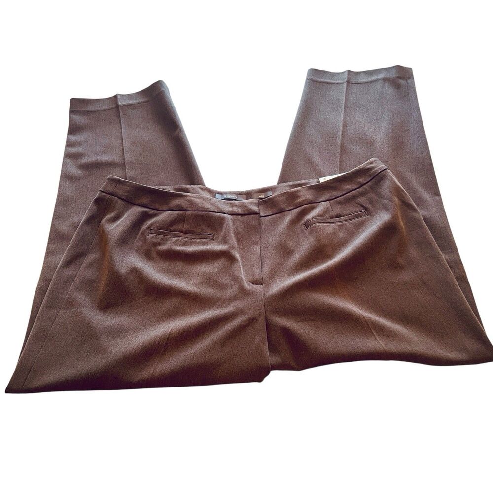 Liz Claiborne Audra Brown Career Pants Size 18W Front Slit Pockets NWT